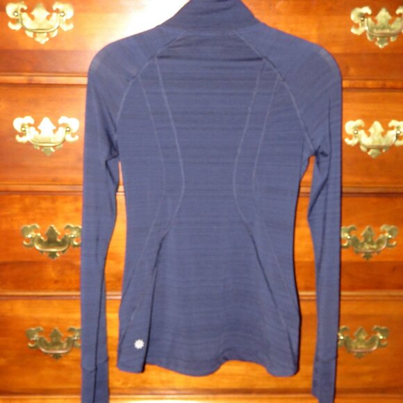 Athleta Sz XXS Heathered Blue Full Zip Mockneck Performance Jacket Thumbholes - Picture 2 of 16